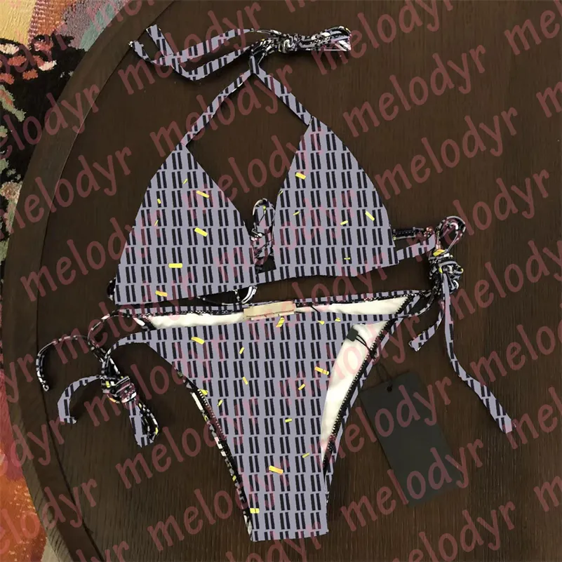 Kobiety bikini dwuczęściowe setki litera drukuj bez pleców bikinis letni basen pływanie stroja kąpielowa luksusowy projektant wyściełany kostium kąpielowy