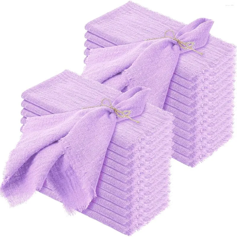 Estrarre contenitori 24 pezzi 32x32 cm all'ingrosso tovagliolo di cotone garza viola riutilizzabile canovaccio festa di nozze decorazioni per la tavola di Natale retrò bave