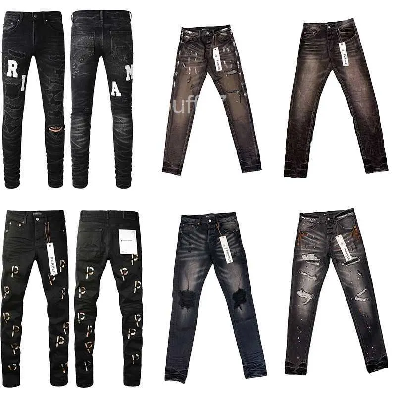 Jeans Amirs Designer Mens Skinny Luxury Denim Pant Estruerad Ripped Biker Black Blue Jean Slim Fit Motorcykel 4TXZ