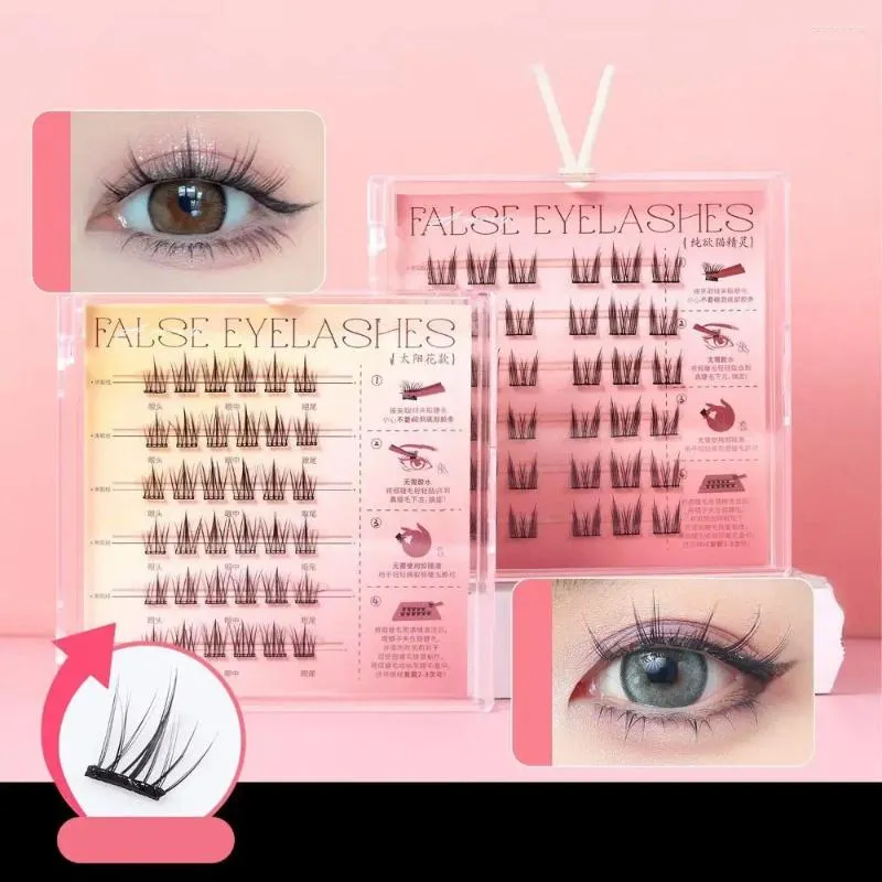 False Eyelashes Natural Glue-free Manga Lashes Ultra-fine C Curl Cat Elf Eyelash Extensions No Need Glue Segmented