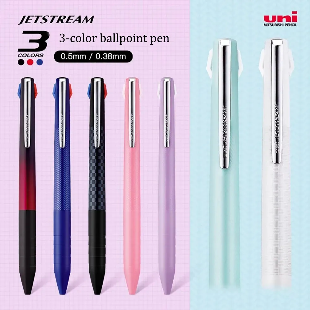 Japanse Briefpapier UNI JETSTREAM Driekleurige Balpen SXE3-JSS Super Gladde Gelpen Multifunctionele Pen Kantoorbenodigdheden 240122