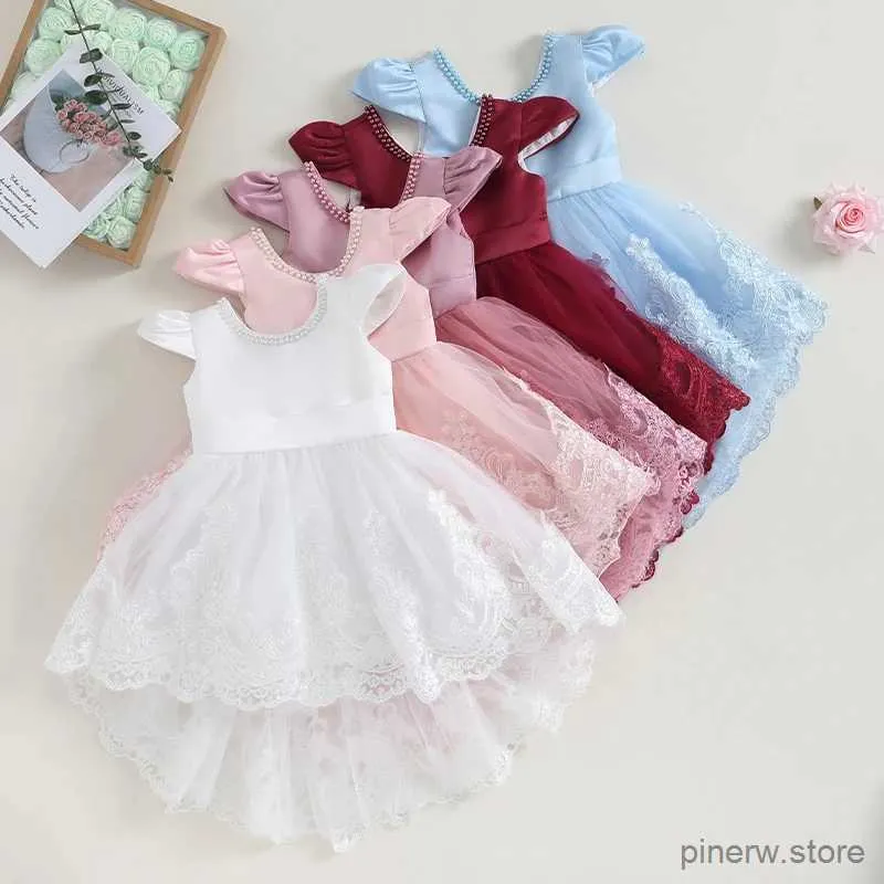 Vestidos da menina meninas vestido de renda longo da dama de honra baile crianças vestidos para meninas crianças vestido de princesa festa de casamento vestido 1-7 anos