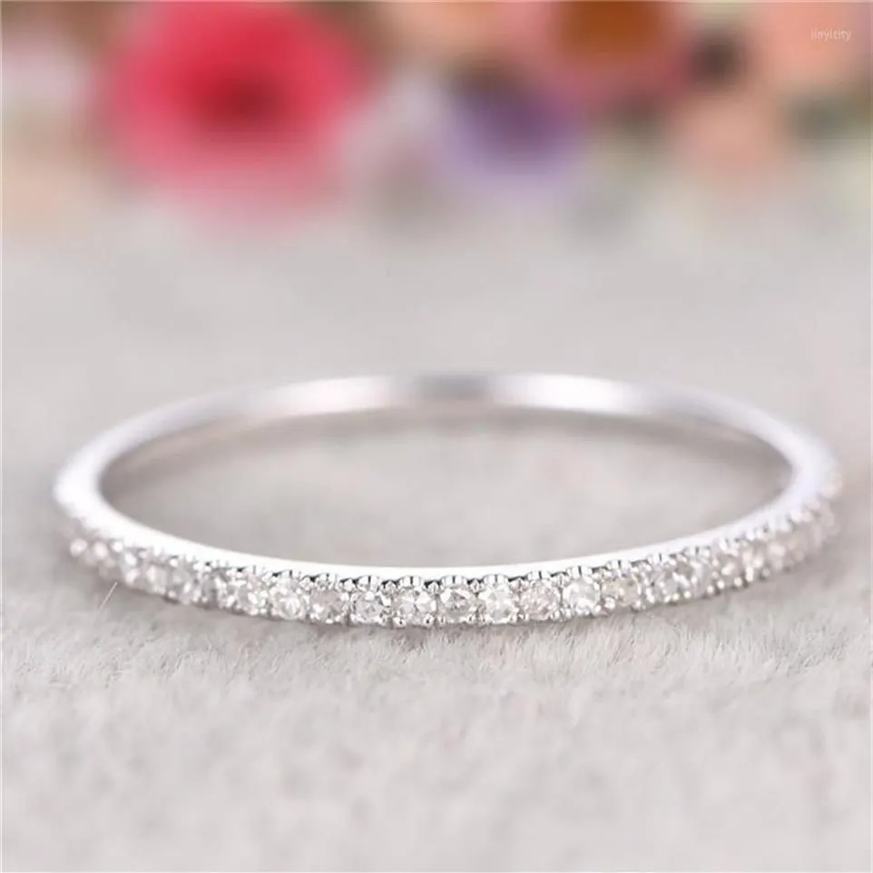 Anneaux de mariage 3 couleurs Bague de promesse d'éternité 925 Sterling Silver Cubique Zircone Party Band pour femmes Simple Finger Jewelry309T