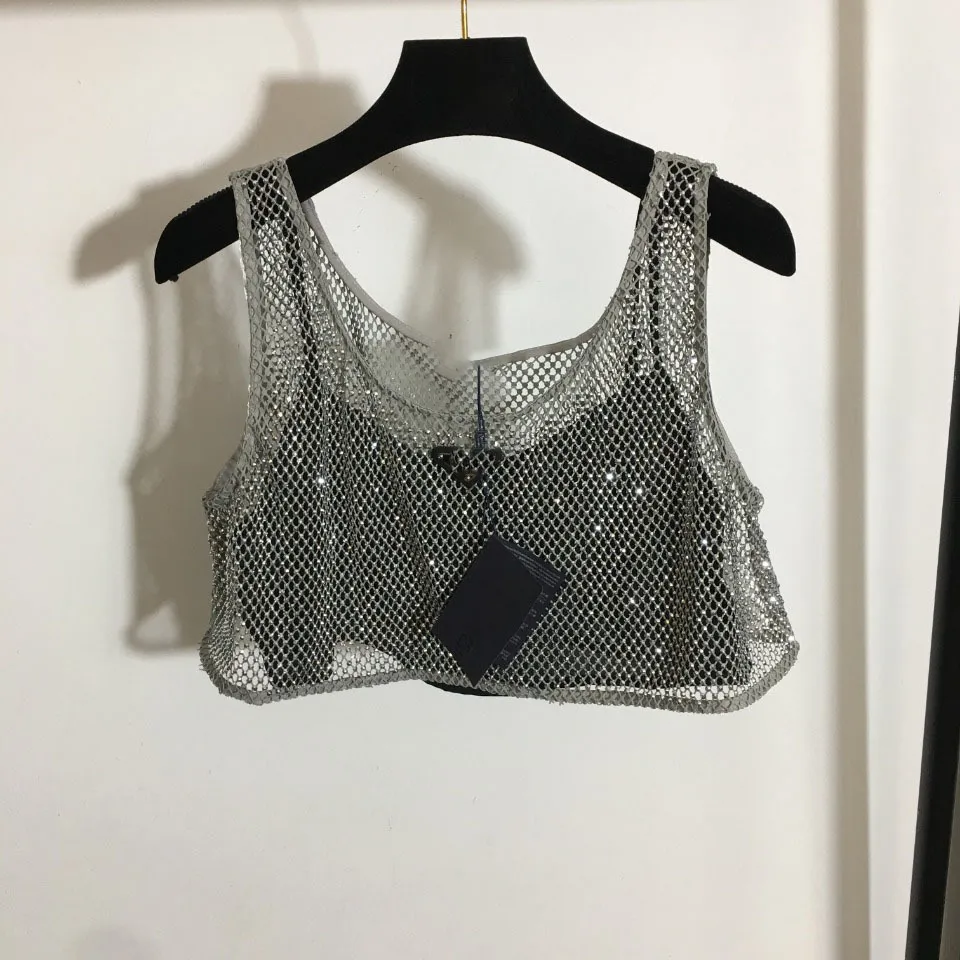 Haut caraco en maille creuse avec doublure pour camisole, nouveau Triangle Standard Flash Drill d'été