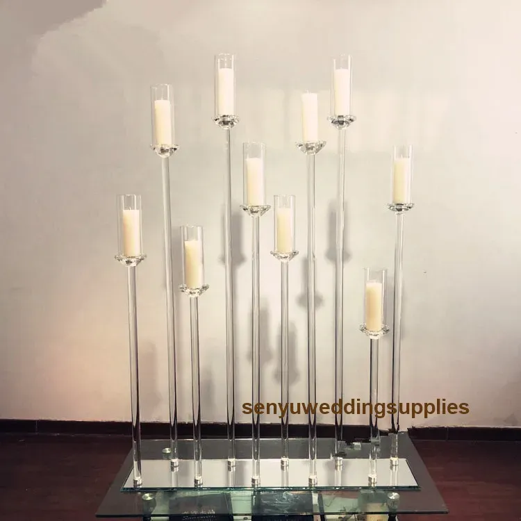 No candle Acrylic Candlestick crystal acrylic Candle Holders Wedding Candelabra Table Centerpieces Flower Stand senyu0634