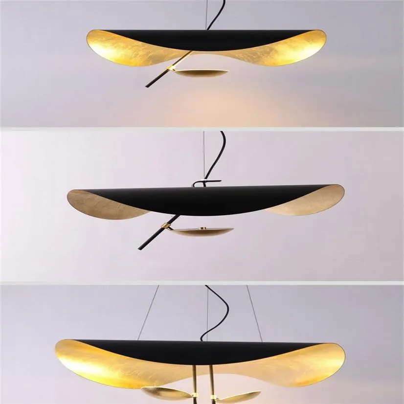 Pendant Lamps Modern LED Light Postmodern Dining Room Bedroom Fixture Retro Black Gold Texture Hanging Lamp225V