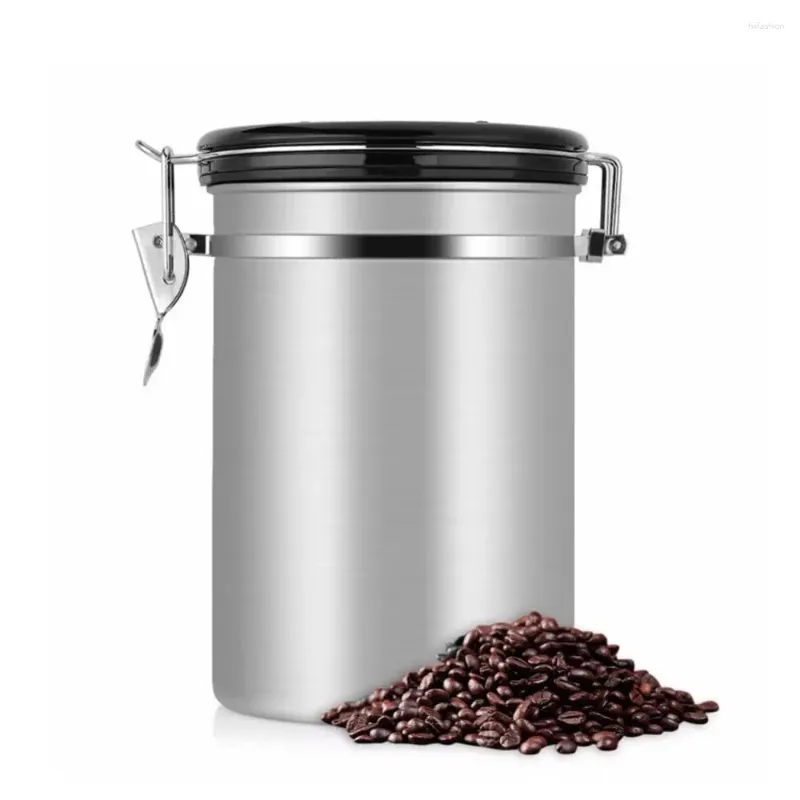 Storage Bottles Airtight Coffee Tea Container Can Stainless Steel Canister With Scoop