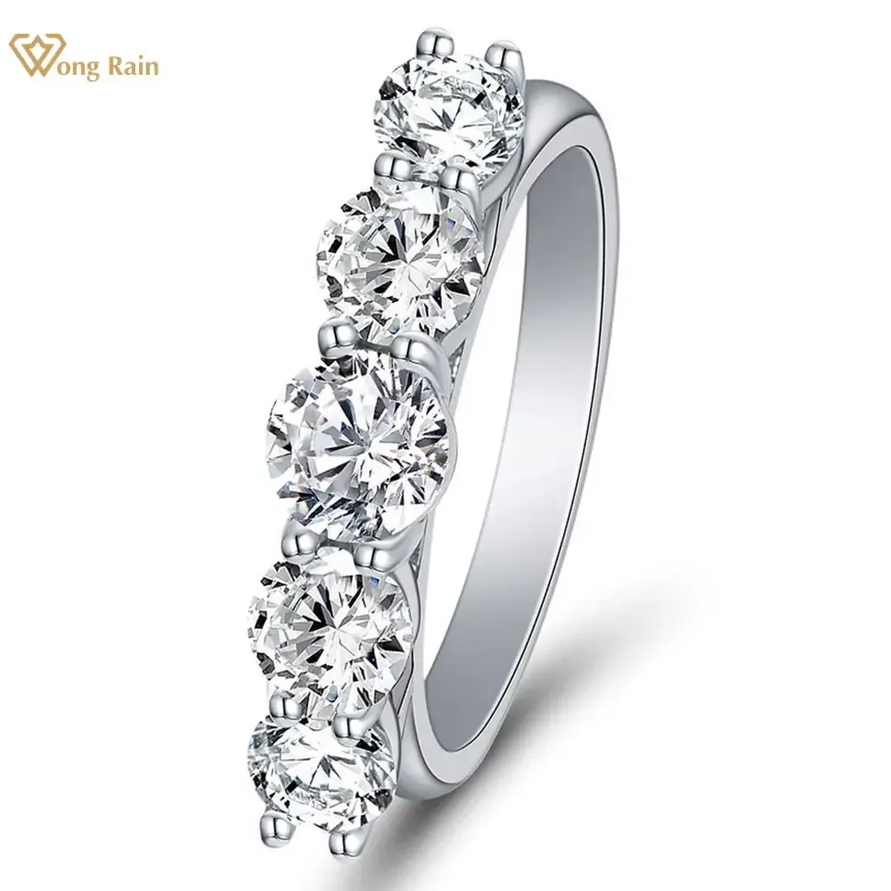 Anéis wong chuva 100% prata esterlina 5mm criado moissanite pedra preciosa casamento anel simples para mulheres jóias finas atacado