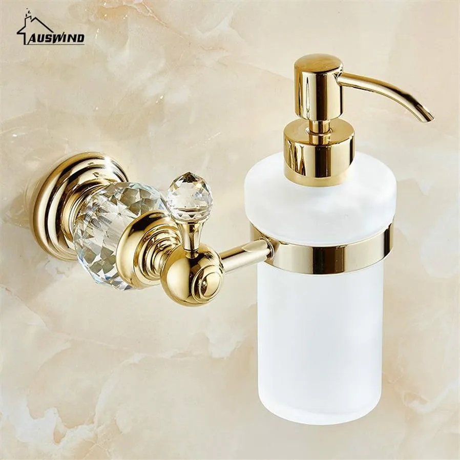 Europa Ottone Cristallo Dispenser di sapone liquido Antico Contenitore di vetro smerigliato Bottiglia con finitura argento Prodotti per il bagno zy10 Y20040233S