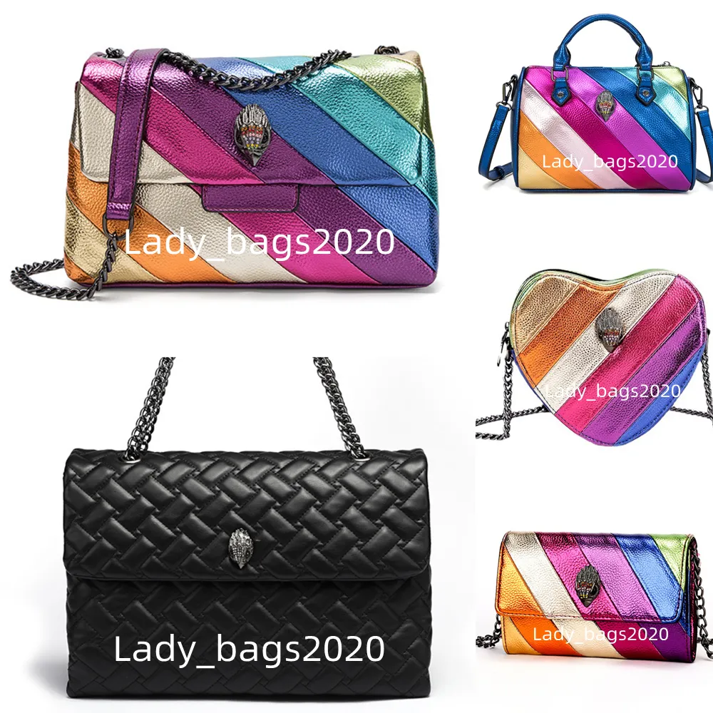 Bolsa Kurt Geiger Mini Kensington Love Heart Bolsas de Ombro Bolsa Feminina Arco-Íris Couro de Vaca Águia Bolsa Crossbody 20cm Bolsa Crossbody Grils Qute Bolsas