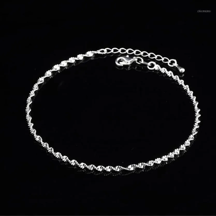 Mode ed armure chaîne pour femmes cheville 925 en argent Sterling bracelets de cheville Bracelet pour femmes pied bijoux cheville sur Foot1221H