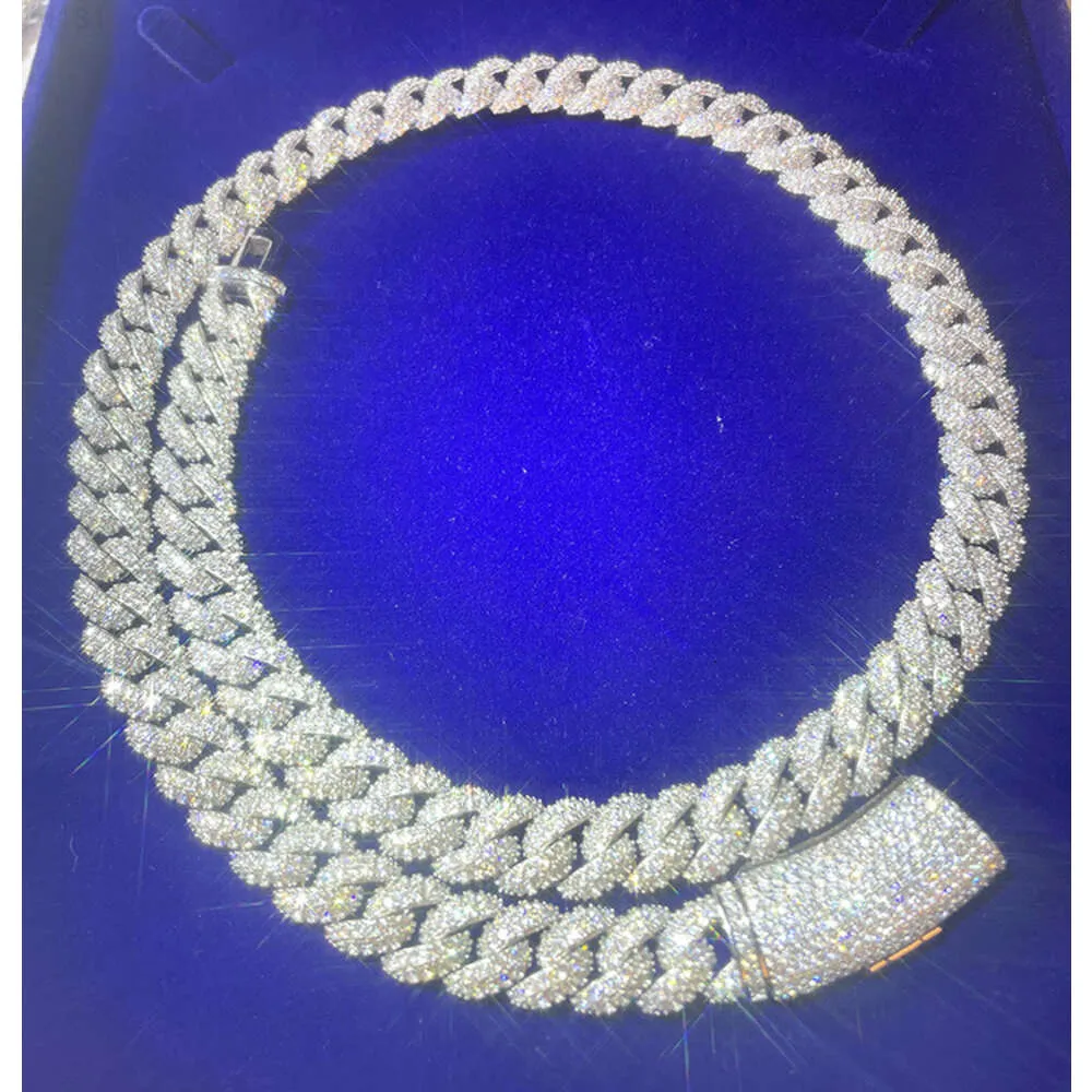 Cadena de Hip Hop de 6mm, 9mm, 13mm, 17mm, collar con diamantes de plata 925 D/vvs, collar de moissanita para hombres, cadena de eslabones cubanos ostentosos