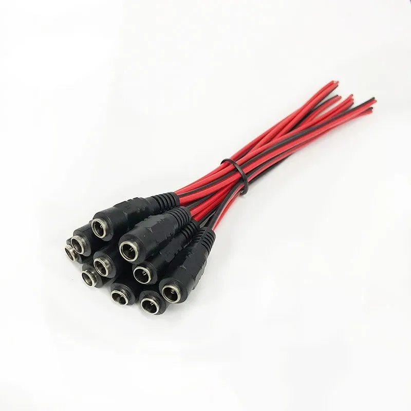 Prise mâle femelle 5.5x2.1mm, 10 pièces, câble d'alimentation 12V cc, en queue de cochon, pour connecteur de caméra de vidéosurveillance, Extension de queue, câble d'alimentation 12V cc