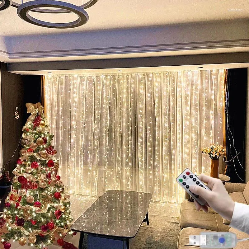 Dizeler Perde Led Işıklar Dize Noel Dekorasyonları 2024 Garland Festival Dekorasyonu Yatak Odası Ev Tatil Düğün Perisi