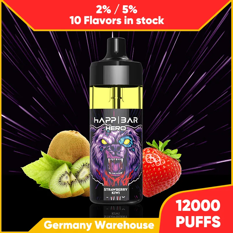 Happ Bar Vaper Puff 12k Einweg-Vapes elektronische Zigarette LED einstellbarer Luftstrom 12000 Züge 2% 5% Vaper EU-Lagerversand