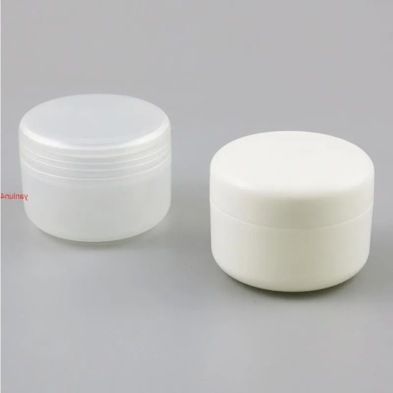 24 X 250g Vaso campione in polvere di plastica trasparente bianca PP Custodia per trucco cosmetico da viaggio Vuoto per nail art Jar spedizione gratuita da Ppesp