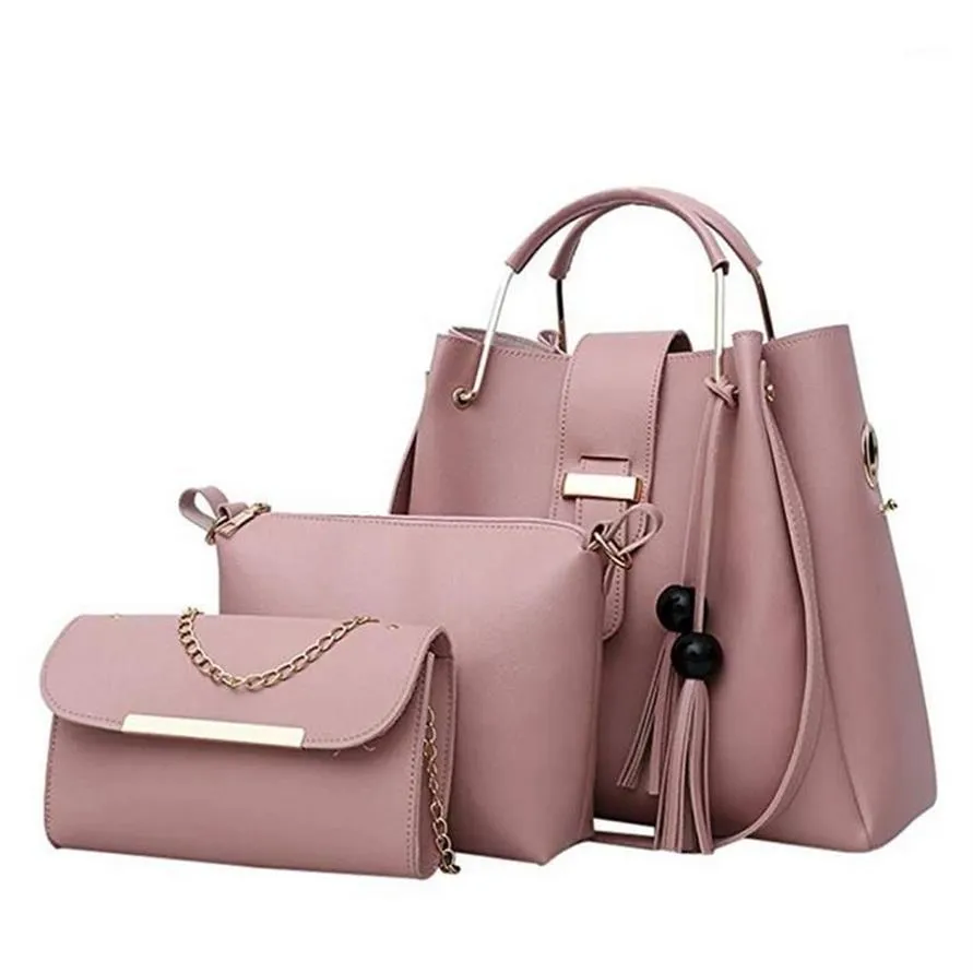 3PCS Sets Wysoka pojemność żeńskie torby Tassel torebka torebka pu skórzana torba crossbody portfel sprzęgła Bolsa feminina torba na ramię 245n