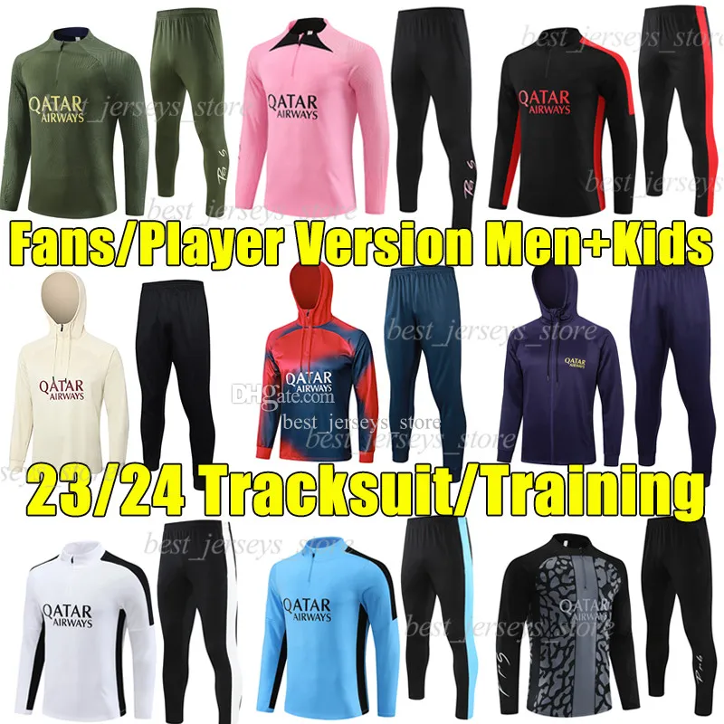 23/24 Parijs fans speler trainingspakken training chandal 2024 PSGes mbappe kit survetement voet tuta jas KOLO MUANI Voetbal G.RAMOS hoodie voetbalpak heren kinderpak