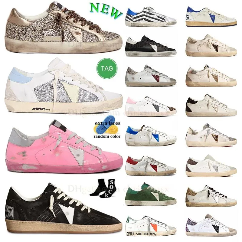 2023 Nya casualskor Super Gooseity Star Italy Brand Sneakers Super Star Black White Pink Silver Luxury Do Old Dirtys Sequin White Do Old Dirty Designer Sneakers