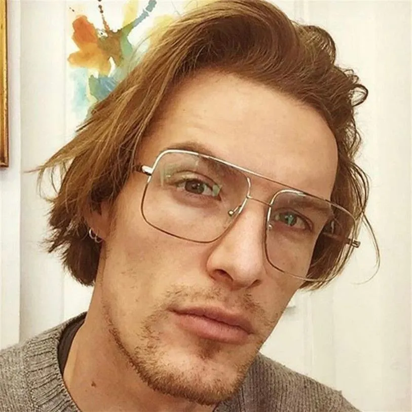 Cubojue Vintage Goud Zilver Bril Mannen Vrouwen Oversized Vierkante Brillen Frame Mannelijke Vrouw Bijziendheid Dioptrie Clear Lens Eyewear3005