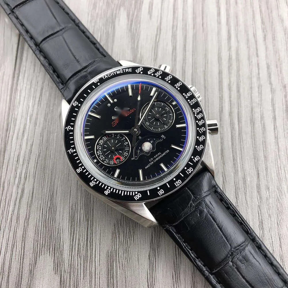 designer speedmaster relógio para homens de alta qualidade movimento mecânico uhren safira pulseira de couro cronógrafo relógios relógio de pulso moonphase montre TOYN