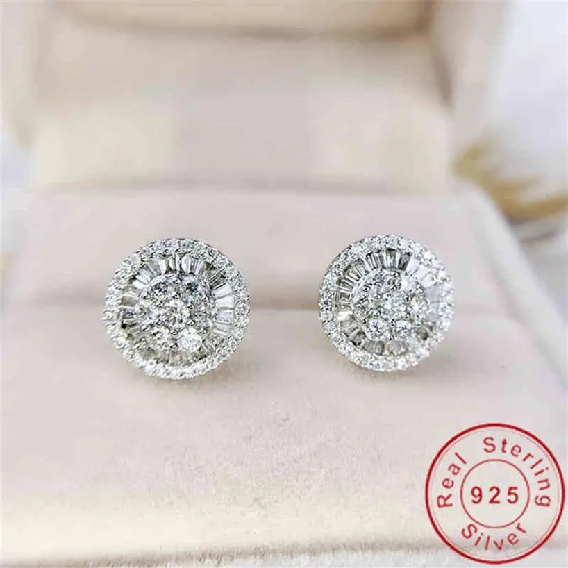 Charm 18K Gold Lab Diamond Stud Earring Real 925 sterling zilveren sieraden Engagement Wedding Oorbellen voor vrouwen bruidsfeest Gift207C