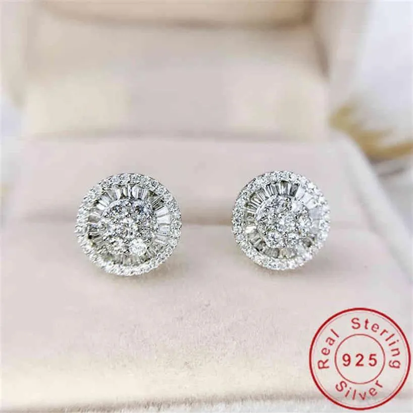 Charme 18K Gold Lab Diamond Stud Boucle d'oreille Réel 925 Bijoux en argent sterling Boucles d'oreilles de fiançailles de mariage pour les femmes Bridal Party Gift207C