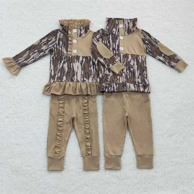 Vêtements Ensembles En Gros Enfant Camo Pull Enfant Pull Pull Outfit Enfants À Manches Longues Poche Pantalon En Coton Ensemble Assorti Garçon Fille