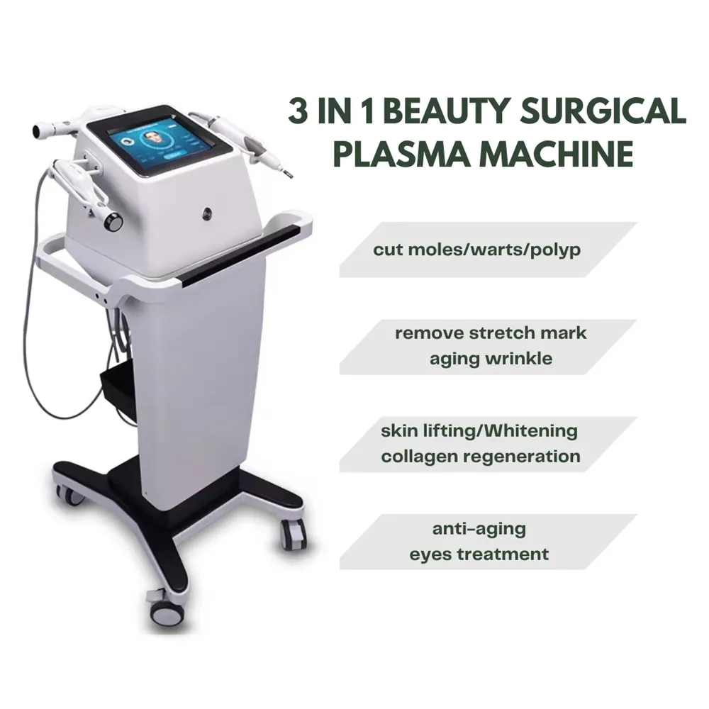 Attrezzatura per la bellezza del viso al plasma 3 in 1 Doccia al plasma Jet Rimozione dell'acne Trattamento superficiale caldo e freddo Penna al plasma Rimozione delle rughe degli occhi