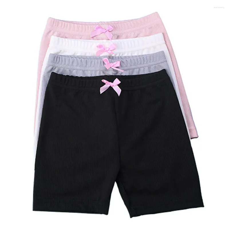 Shorts 4PCS Toddler Children Kid Baby Girls Solid Bow Safety Pants Underwear 2-7 Year Breathable Short Tights Kids