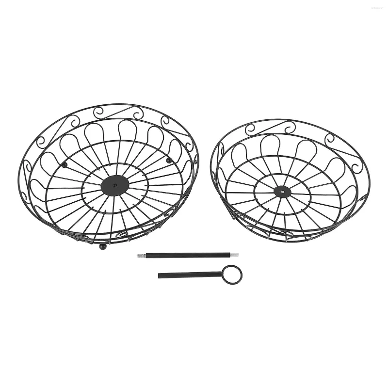 プレートフルーツホルダーバスケットアイアンダブルレイヤー装飾的な黒いエレガントな外観ホームレストランオフィスエル