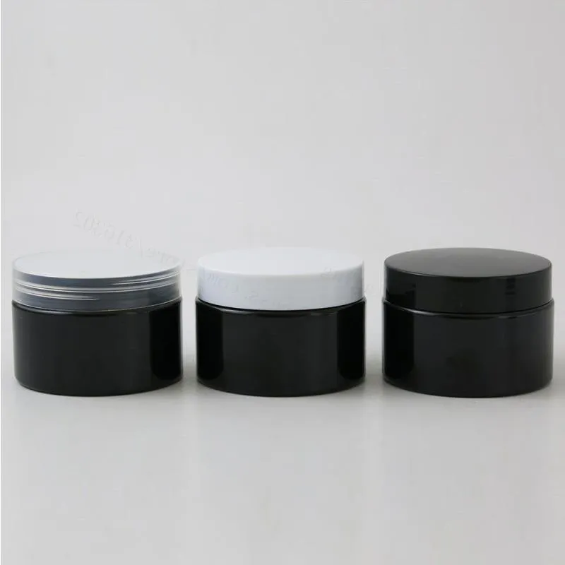 20 x 120g Reizen geheel zwarte cosmetische pot Pot Make-up Gezichtscrème Containerfles 4oz Verpakking met plastic deksels Vqpjd