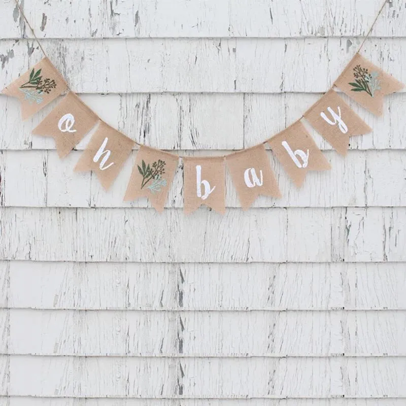 Party Decoration Burlap Greenery Oh Baby Shower Gender Reveal Sign Banner Garden Rustic Farmhouse Dessert Table Backdrop Po Booth