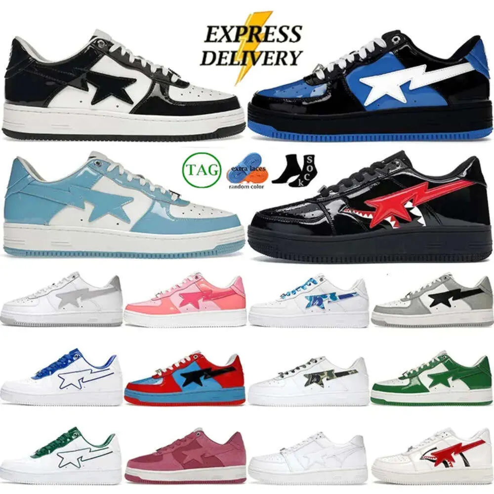 2024 Staly Designer STA Casual Shoes SK8 Men Women Platform Sneakers Black Patent Blue Orange Green White Pastel Pink Red Yellow Mens Trainers Sport Scarpes OG APE