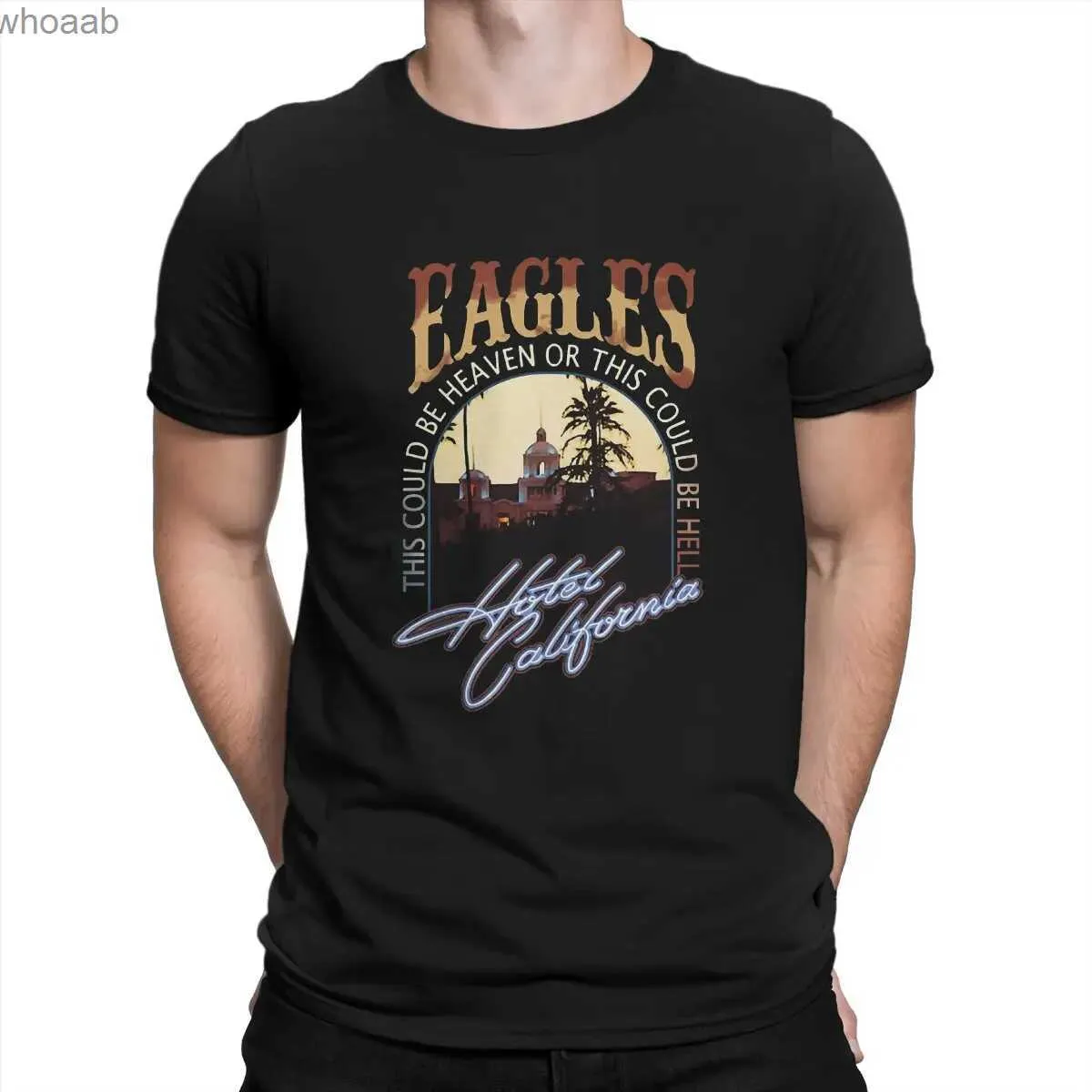 Men's T-Shirts Vintage Band T-Shirt for Men Round Collar Cotton T Shirts EAGLES Short Sleeve Tee Shirt Classic Clothing 240130