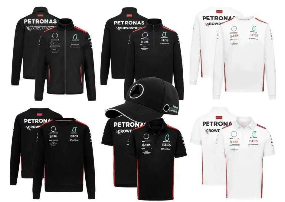 Nowe sezonowe ubrania motocyklowe Nowa koszulka Polo Racing Jersey F1 Jersey z tym samym stylem Rozdaj kapelusz biały lub czarny