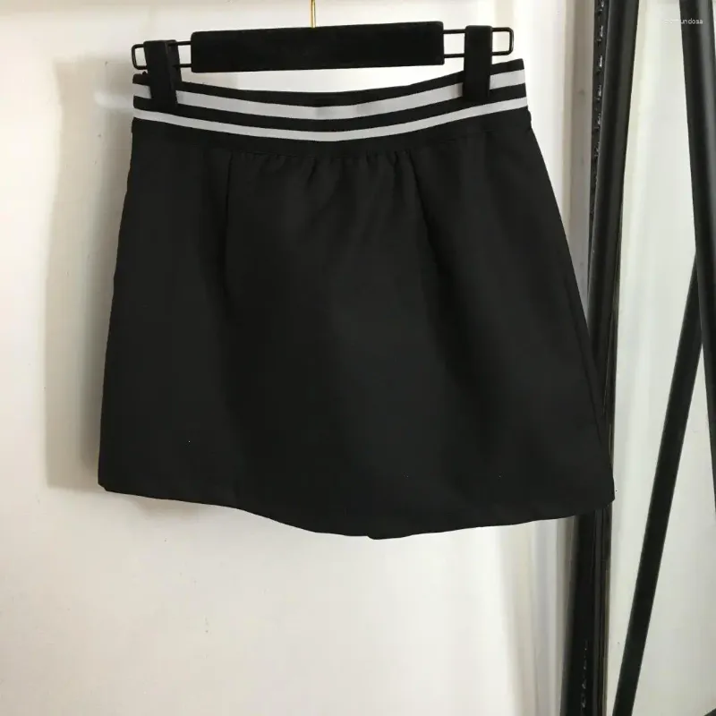 スカート2024ハイウエストスプリットスカート - メタルピン装飾文字リボン