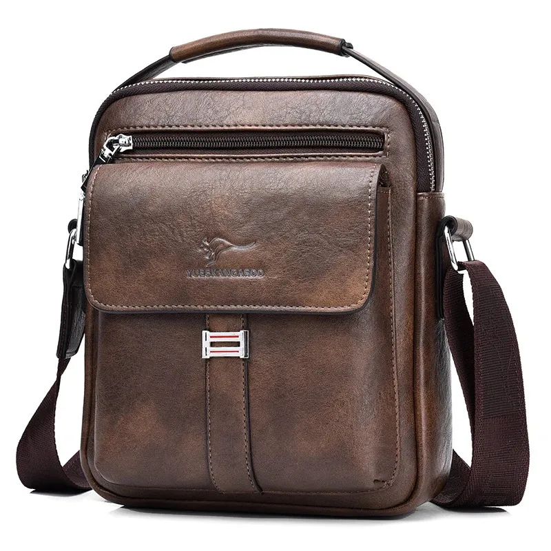 Kangaroo luksusowa marka męska torba na ramię vintage skórzana skórzana torebka torebki crossbody za 240119