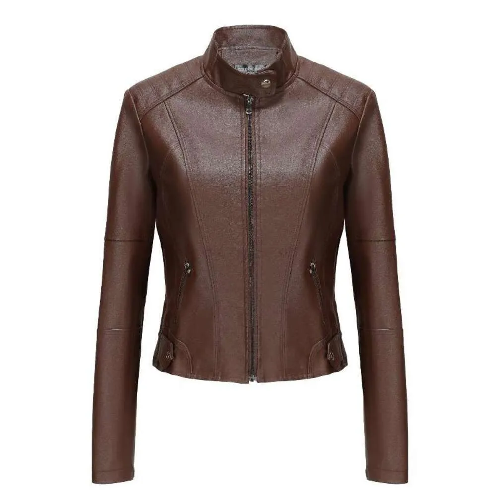 New European And American Motorcycle Leather Jacket, Spring And Autumn Women's Leather Jacket, Women's Short Slim Fit Leather Jacket Jacket