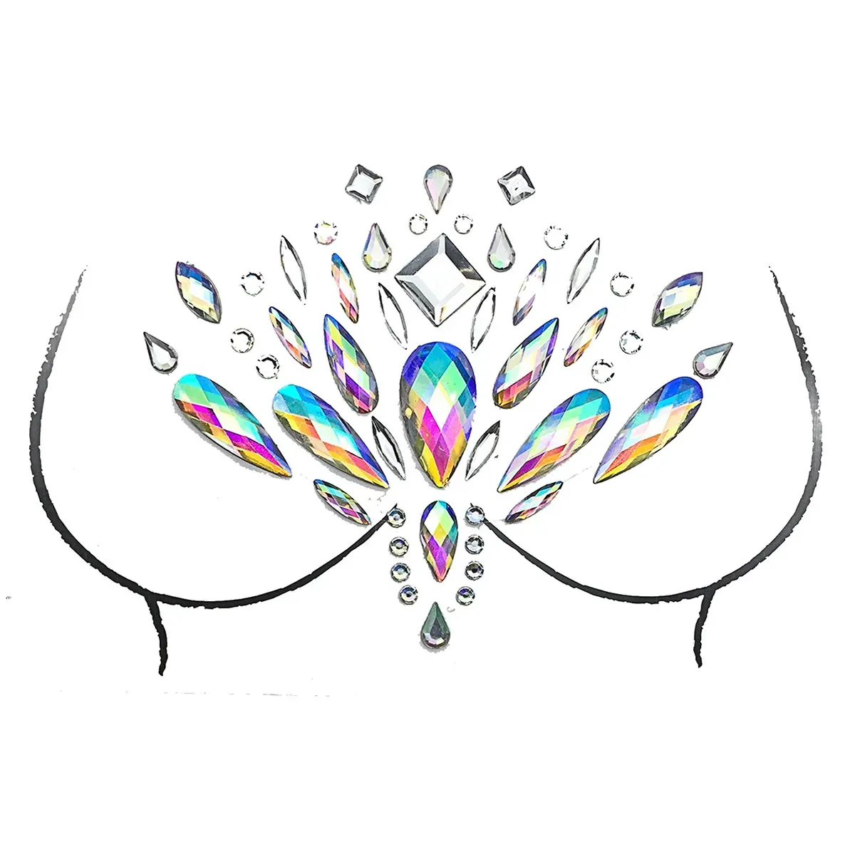 New Sexy Chest Crystal Resin Drill Tattoo Sticker Bar Music Festival Rhinestone Tattoo Stickers Carnival Party Chest Decoration