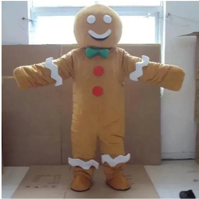 2014 Halloween Gingerbread Man Costume della mascotte di alta qualità personalizza il personaggio dei cartoni animati del piede della peluche del anime del tema del carnevale di Natale di formato adulto