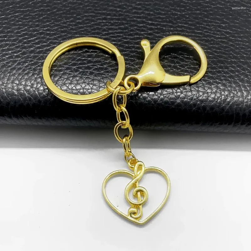 Keychains Exquisite Heart-shaped Metal Music Note Charm Pendant Keychain Personality Matching Jewelry Key Chain