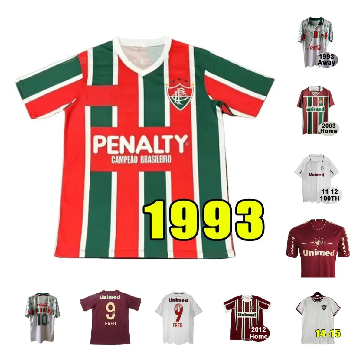 89 90 Fluminense Futebol Jerseys Retro Maillot 02 03 08 09 93 11 12 Clássico Fred Vinicius Valdivia Vintage Edinho Leandro Camisas de Futebol Berna Bruno Vieira Gum Uniform