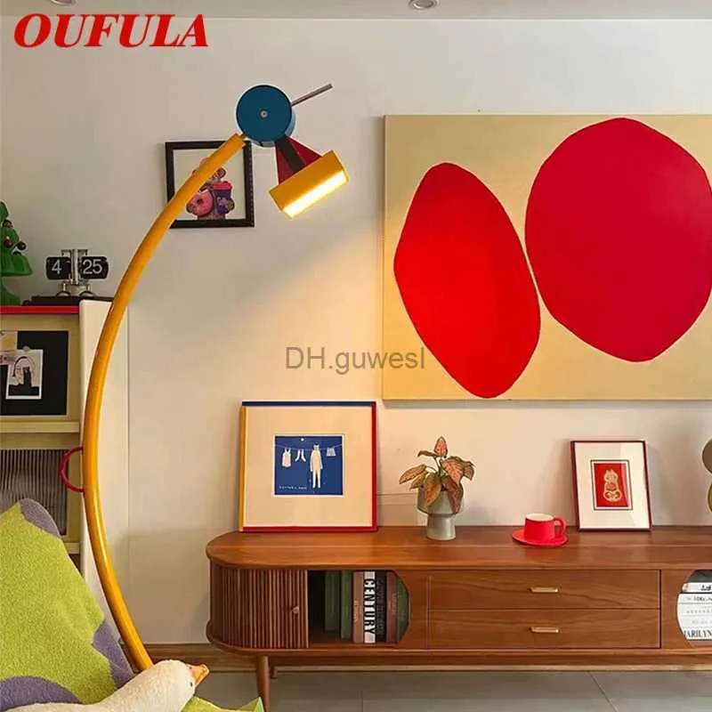 Vloerlampen OUFULA Cartoon Kinderen Vloerlamp Kleur Geometrie Familie Slaapkamer Creativiteit LED Decoratieve Sfeer YQ240130