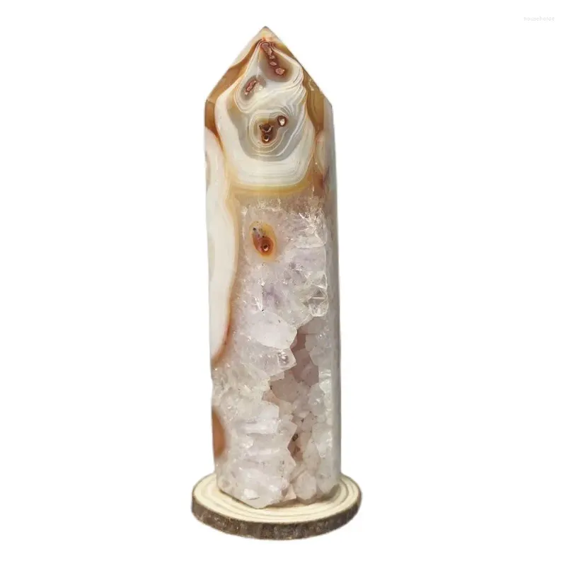 Decorative Figurines Natural Stone Carnelian Red Agate Lace Geode Tower Obelisk Spiritual Rock Home Decor Praying For Crystal Healing