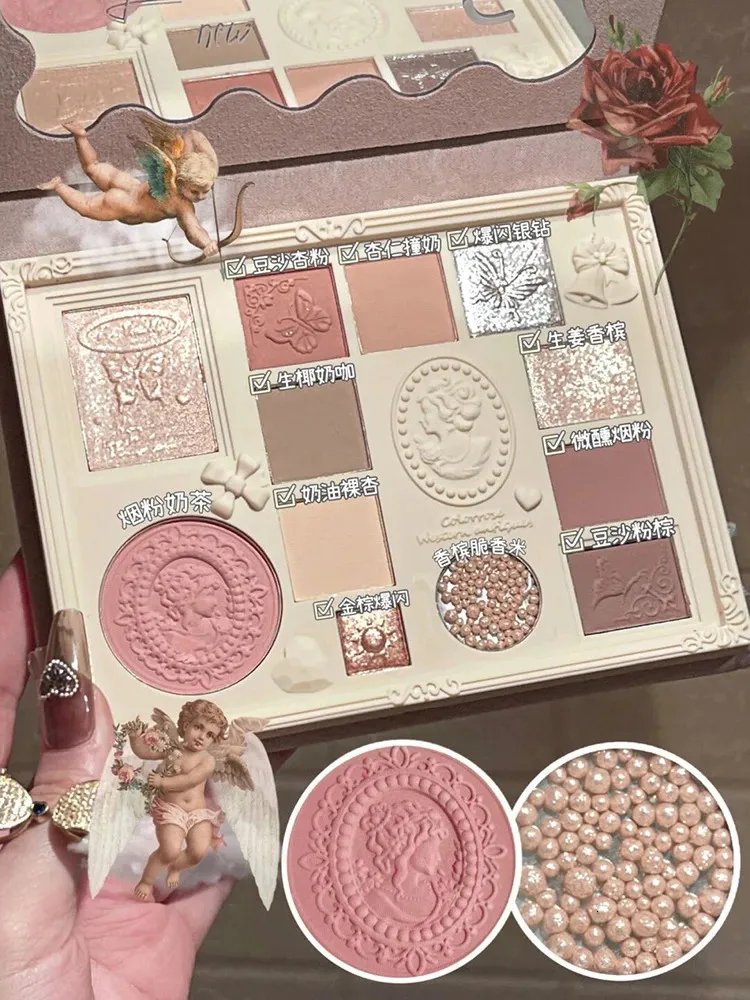 Colorrose Relief Eyeshadow Plate Multifunction Highlight Blush Palette Makeup Brown Milk Tea Niche Female 240124