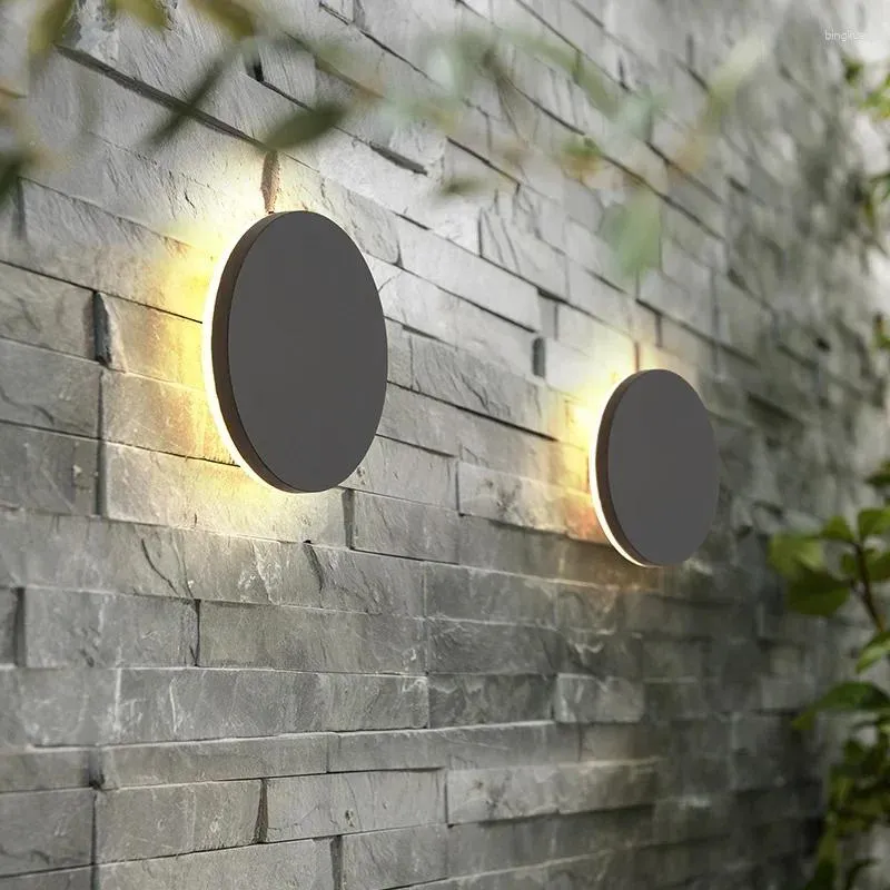 Lâmpada de parede 12W alumínio branco redondo impermeável interior exterior LED jardim luzes modernas luz de varanda