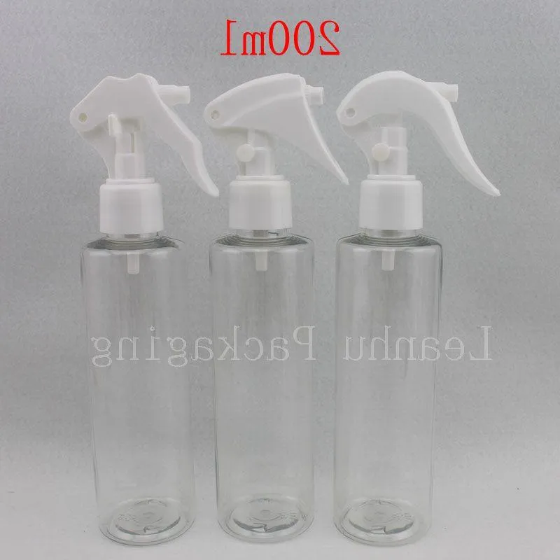30 X 200ml empty clear refillable watering bottle with trigger sprayer , 7oz plastic spray PET bottle transparent, trigger spray Jdpne