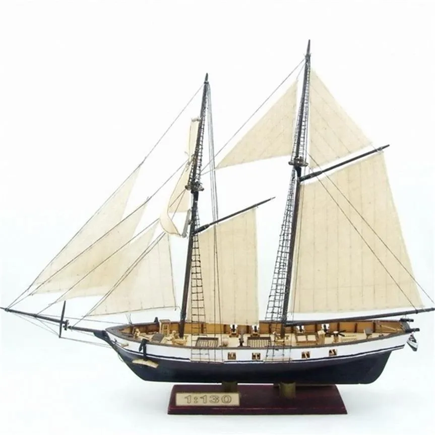 1130 Scale Sailboat Model DIY Ship Assembly Model Kits Figurines Miniature Handmade Wooden Sailing Boats Wood Crafts Home Decor T241T