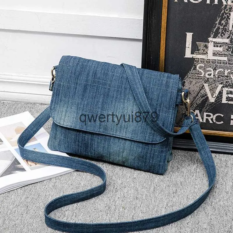 Axelväskor Summer Soulder for Women Luxury Designer and Bag Purs 2023 Ny in Casual Style Denim Material Business Square Sling Bagqwertyui879